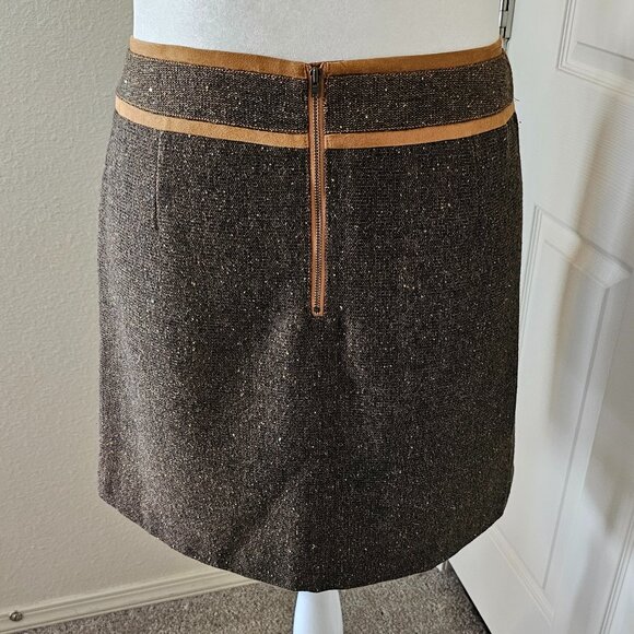 Bob Timberlake Brown/Tan Wool Blend Tweed Pencil Skirt - Picture 4 of 5